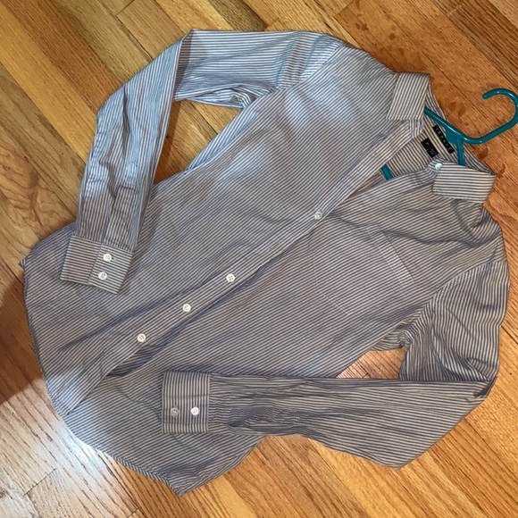 💘THEORY💘PIN STRIPED BUTTON DOWN BLOUSE💘PETITE💘100% COTTON💘 - Picture 3 of 6
